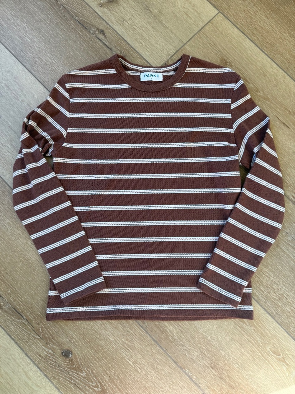 Parke Womens Mocha Stripe Long Sleeve Tee